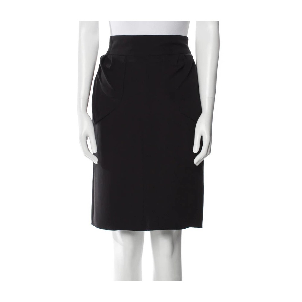 Louis Vuitton Black 100% silk Skirt with logo LV Zipper Sz 38
